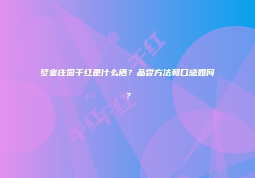 梦塞庄园干红是什么酒？品尝方法和口感如何？