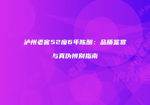 泸州老窖52度6年陈酿：品质鉴赏与真伪辨别指南