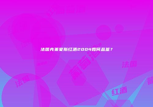 法国克莱蒙斯红酒2004如何品鉴？