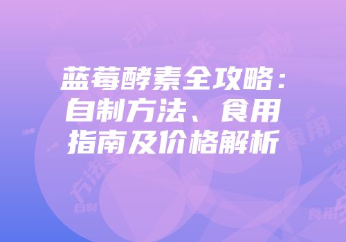 蓝莓酵素全攻略：自制方法、食用指南及价格解析