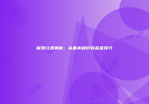 探索红酒奥秘：从基本知识到品鉴技巧