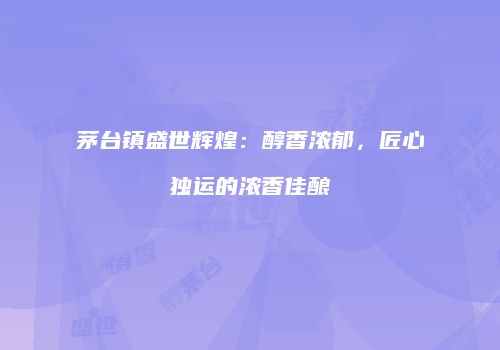 茅台镇盛世辉煌：醇香浓郁，匠心独运的浓香佳酿