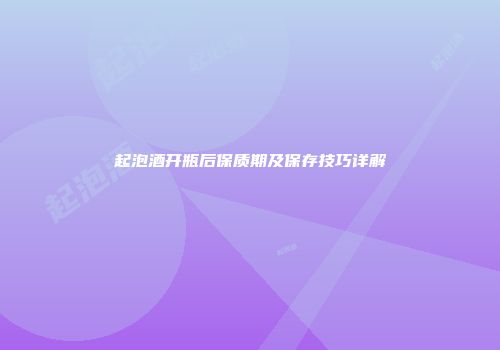起泡酒开瓶后保质期及保存技巧详解