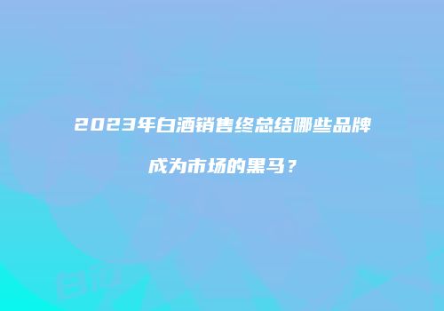 2023年白酒销售终总结哪些品牌成为市场的黑马？
