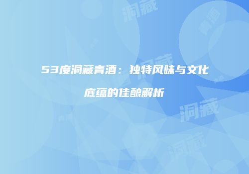 53度洞藏青酒：独特风味与文化底蕴的佳酿解析