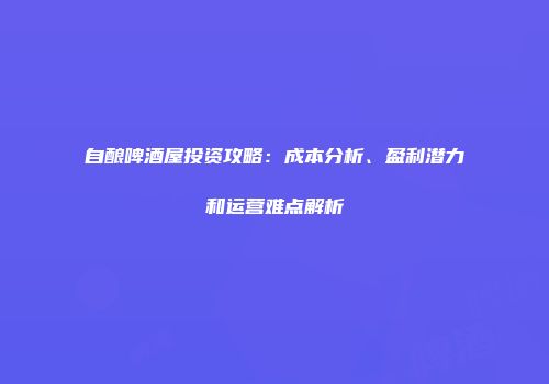 自酿啤酒屋投资攻略：成本分析、盈利潜力和运营难点解析