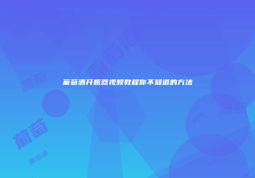葡萄酒开瓶器视频教程你不知道的方法