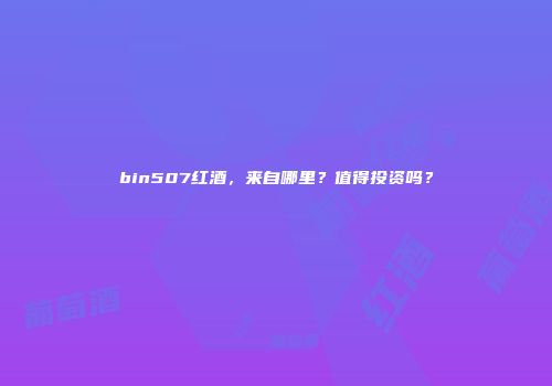 bin507红酒，来自哪里？值得投资吗？