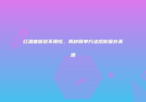 红酒塞断裂不用慌，两种简单方法帮你保存美酒