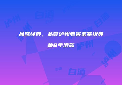 品味经典，品尝泸州老窖鉴赏级典藏9年酒款