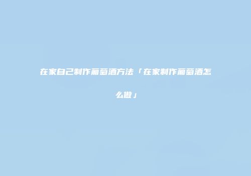 在家自己制作葡萄酒方法「在家制作葡萄酒怎么做」