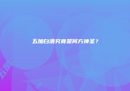 五加白酒究竟是何方神圣？
