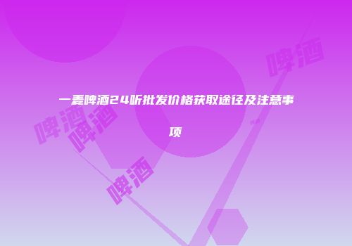 一麦啤酒24听批发价格获取途径及注意事项