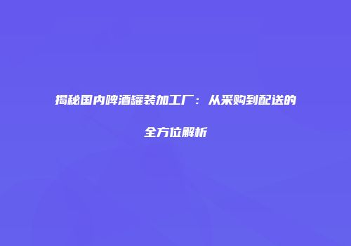 揭秘国内啤酒罐装加工厂：从采购到配送的全方位解析