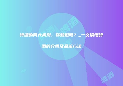 啤酒的两大类别，你知道吗？_一文读懂啤酒的分类及品鉴方法