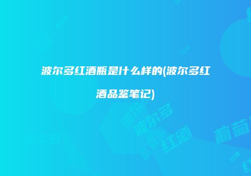 波尔多红酒瓶是什么样的(波尔多红酒品鉴笔记)