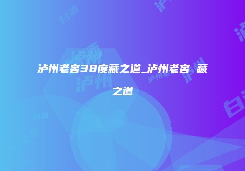 泸州老窖38度藏之道_泸州老窖 藏之道