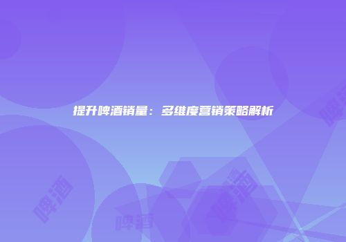 提升啤酒销量：多维度营销策略解析