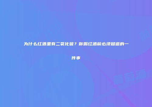 为什么红酒里有二氧化硫？你喝红酒前必须知道的一件事