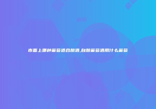 市面上哪种葡萄适合酿酒,自酿葡萄酒用什么葡萄
