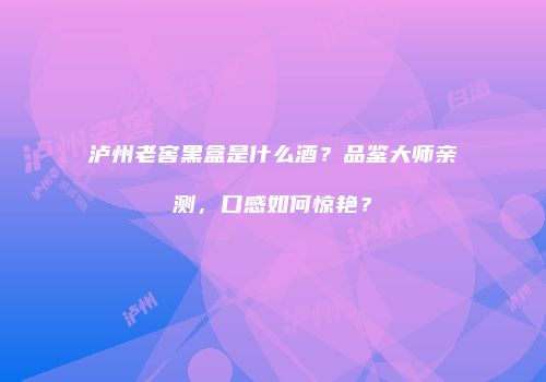 泸州老窖黑盒是什么酒？品鉴大师亲测，口感如何惊艳？