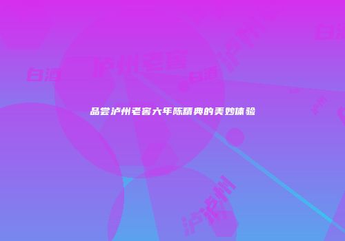 品尝泸州老窖六年陈精典的美妙体验