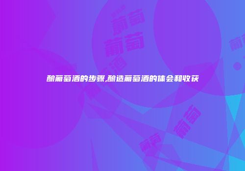 酿葡萄酒的步骤,酿造葡萄酒的体会和收获