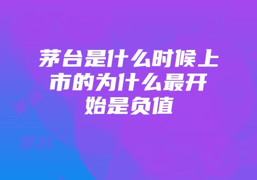 茅台是什么时候上市的为什么最开始是负值