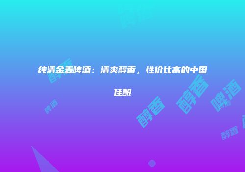纯清金麦啤酒：清爽醇香，性价比高的中国佳酿
