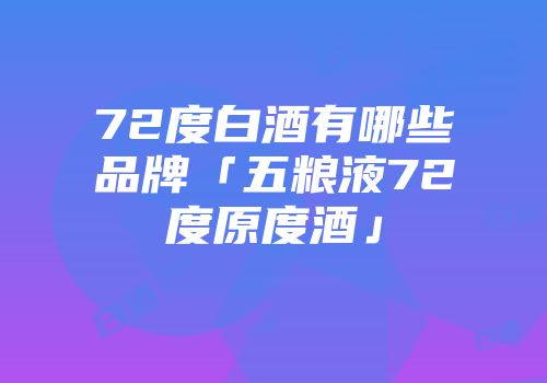 72度白酒有哪些品牌「五粮液72度原度酒」