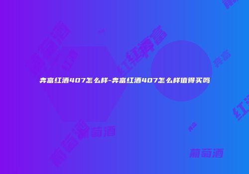 奔富红酒407怎么样-奔富红酒407怎么样值得买吗