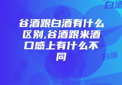 谷酒跟白酒有什么区别,谷酒跟米酒口感上有什么不同