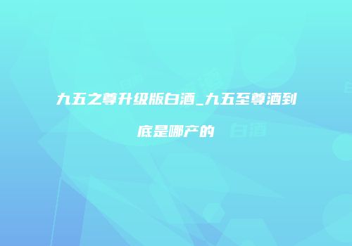 九五之尊升级版白酒_九五至尊酒到底是哪产的