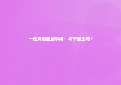 一炮啤酒容量解析：等于多少瓶？