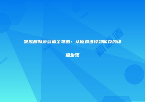 家庭自制葡萄酒全攻略：从原料选择到储存的详细步骤