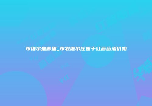 布维尔是哪里_布农维尔庄园干红葡萄酒价格