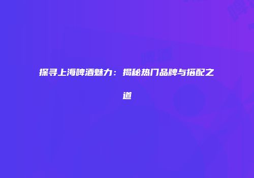 探寻上海啤酒魅力：揭秘热门品牌与搭配之道