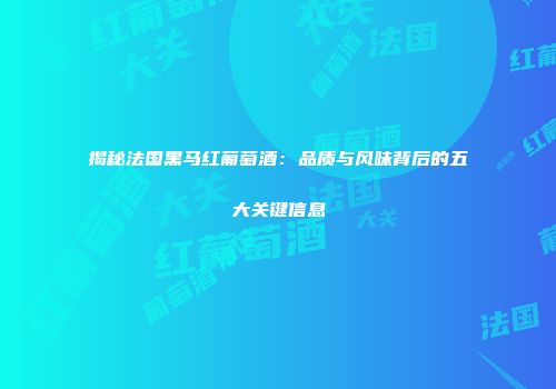 揭秘法国黑马红葡萄酒：品质与风味背后的五大关键信息