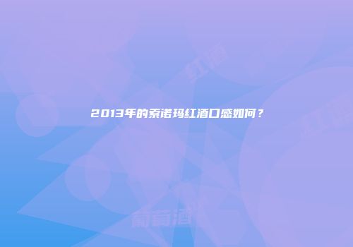 2013年的索诺玛红酒口感如何？