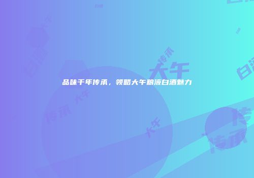品味千年传承，领略大午粮液白酒魅力
