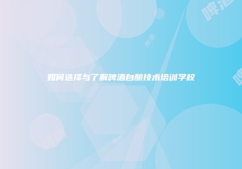 如何选择与了解啤酒自酿技术培训学校