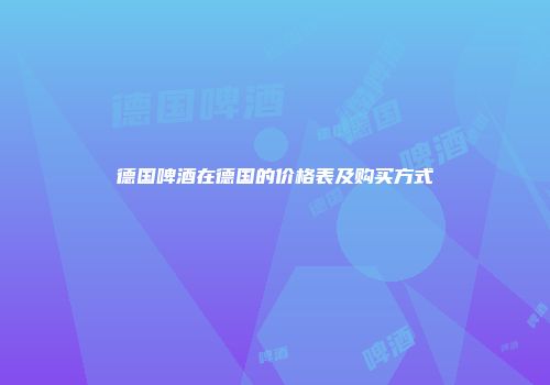 德国啤酒在德国的价格表及购买方式