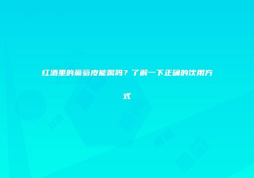 红酒里的葡萄皮能喝吗？了解一下正确的饮用方式