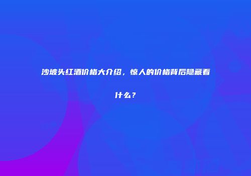 沙坡头红酒价格大介绍，惊人的价格背后隐藏着什么？