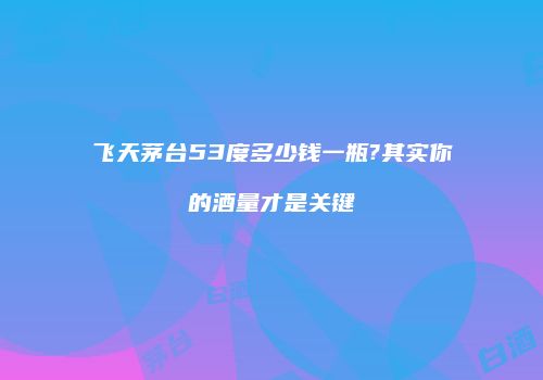 飞天茅台53度多少钱一瓶?其实你的酒量才是关键
