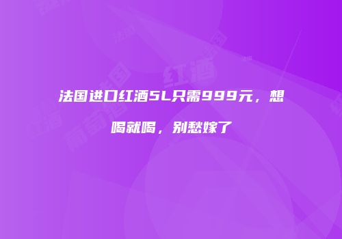 法国进口红酒5L只需999元，想喝就喝，别愁嫁了