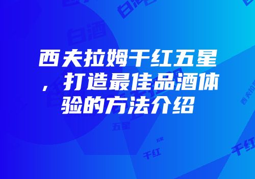 西夫拉姆干红五星，打造最佳品酒体验的方法介绍