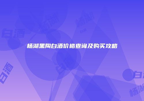 杨湖黑陶白酒价格查询及购买攻略