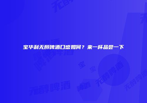 宝华利无醇啤酒口感如何？来一杯品尝一下