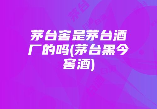茅台窖是茅台酒厂的吗(茅台黑今窖酒)
